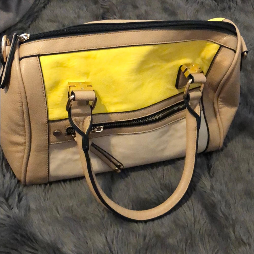 Yellow and tan bag